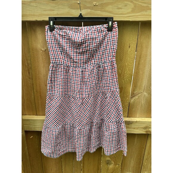 Jessica Simpson Gingham Patriotic Sleeveless Mini Dress Red White Blue Small - Picture 2 of 7